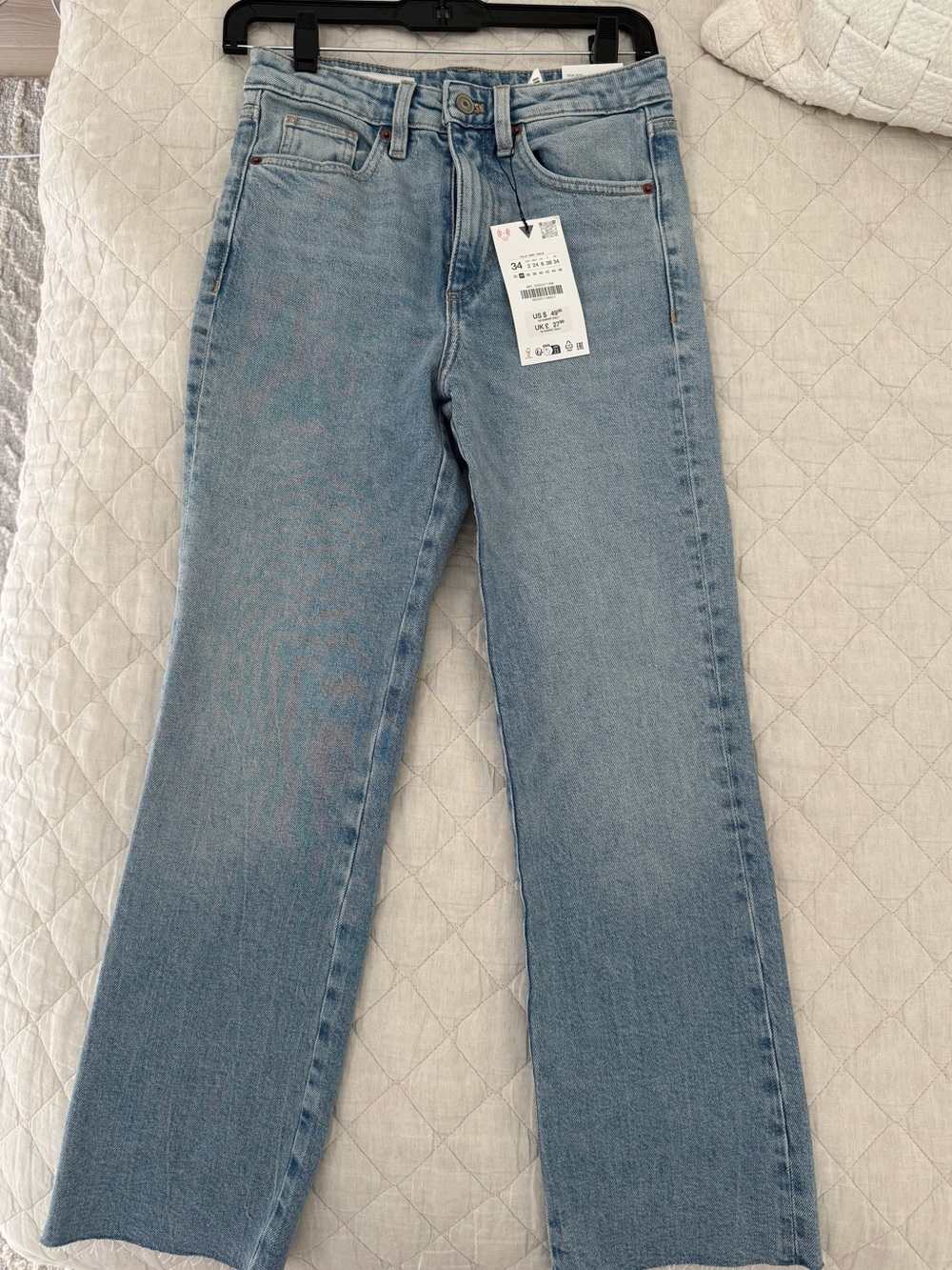 NWT Zara Light Blue High-Rise Cropped Jeans, USA Size 2